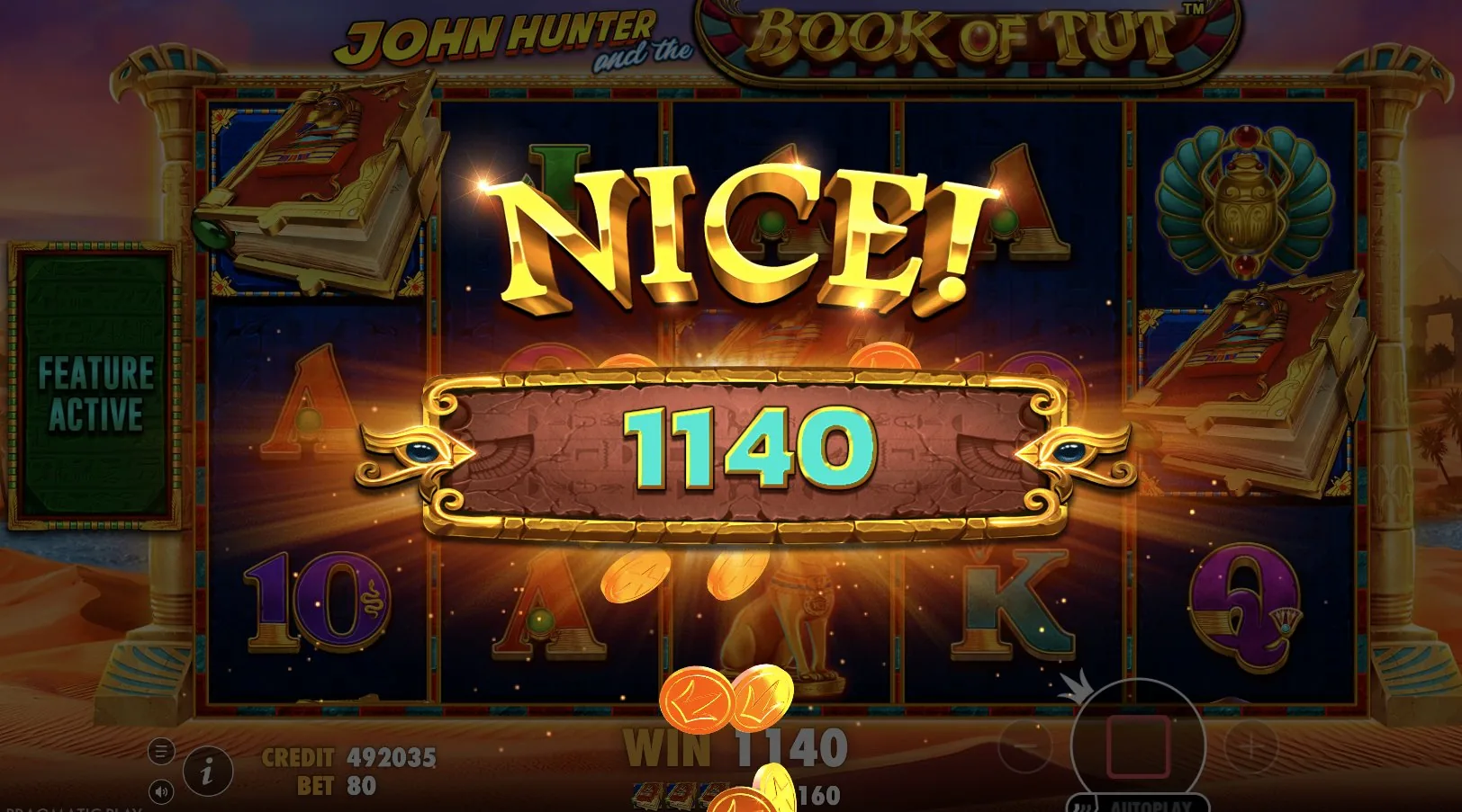 Großer Gewinn von 1.140 Credits bei Book of Tut während der Freispiele